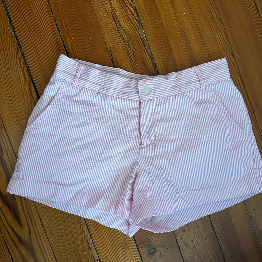 Lauren James seersucker pink shorts